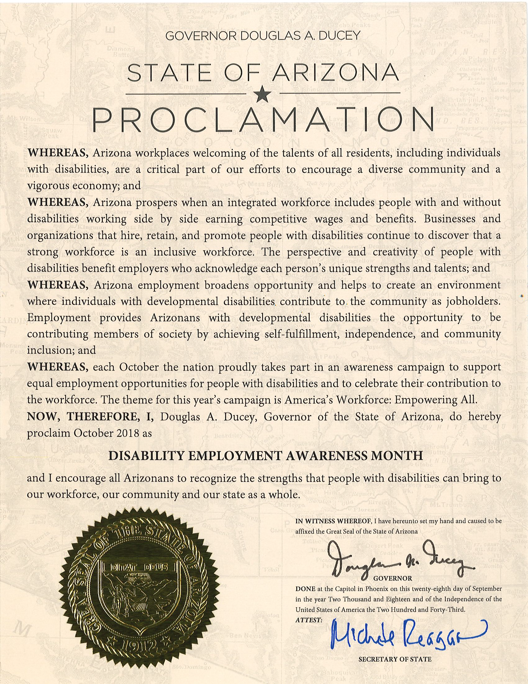 2018 Disability Employment Awareness Month Proclamation