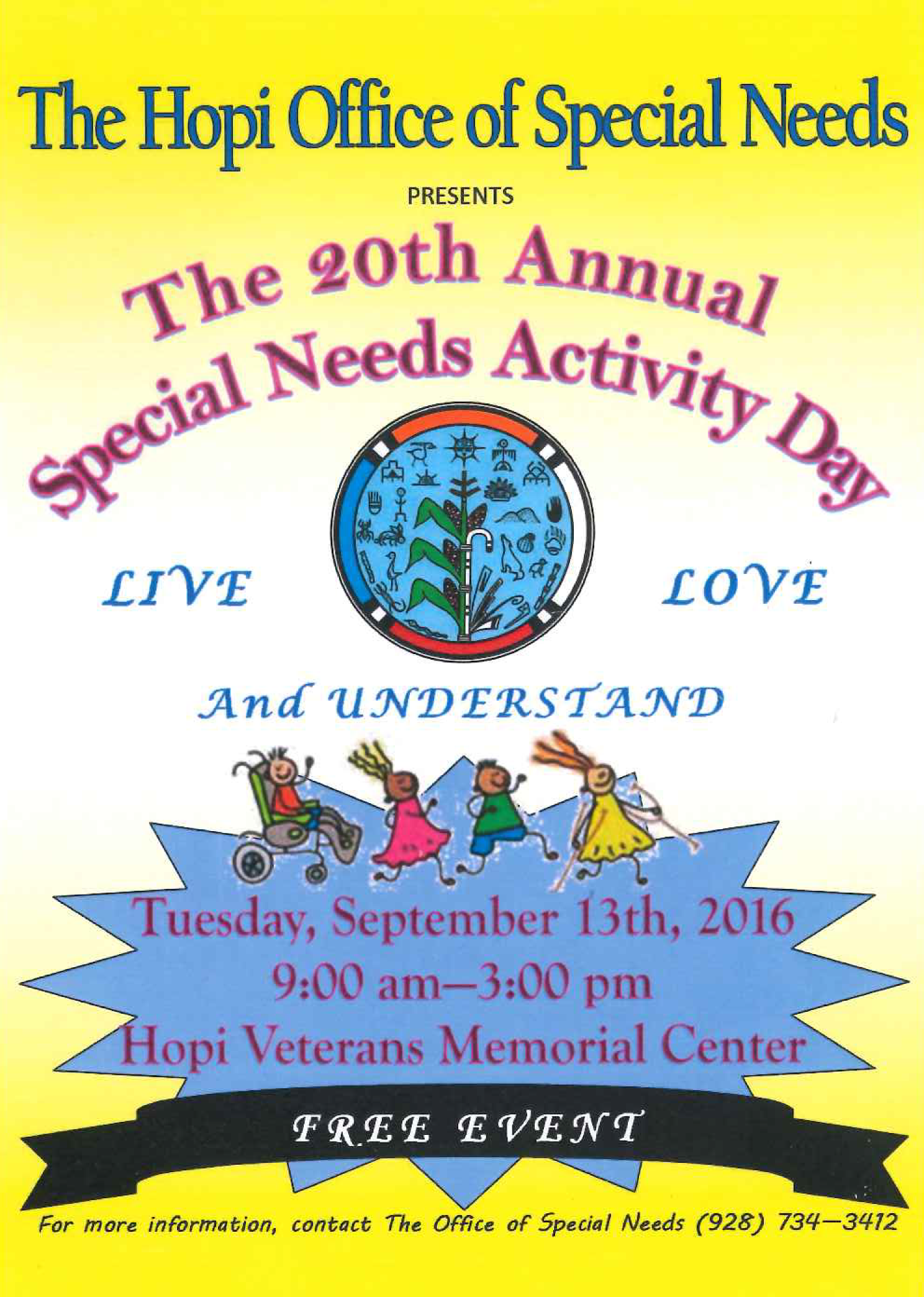 Hopi Special Needs Activity Day flyer