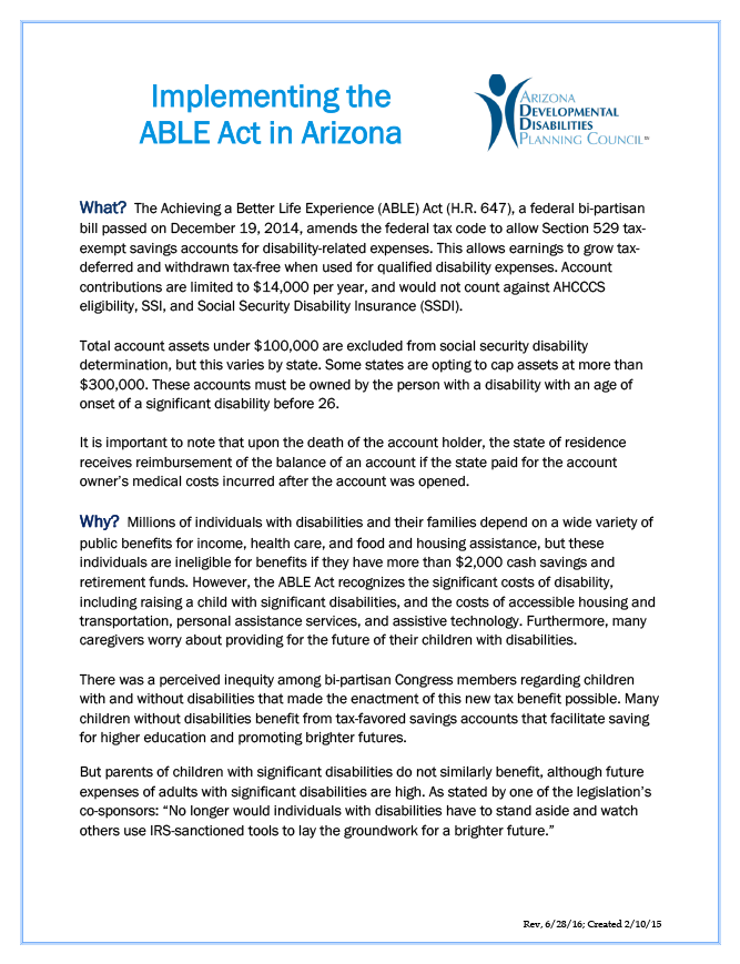 Implementing the ABLE Act