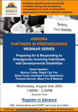 Arizona partners in preparedness webinar series flyer
