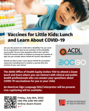 Arizona Department of Health Services lunch and Learn flyer Vaccines for little kids