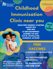 Arizona Department of Health Services Childhood immunization Clinic flyer