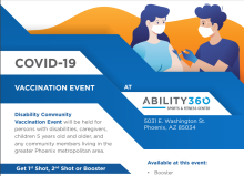 Ability360 vaccination event flyer