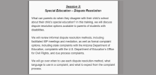 Text saying special education dispute resolution